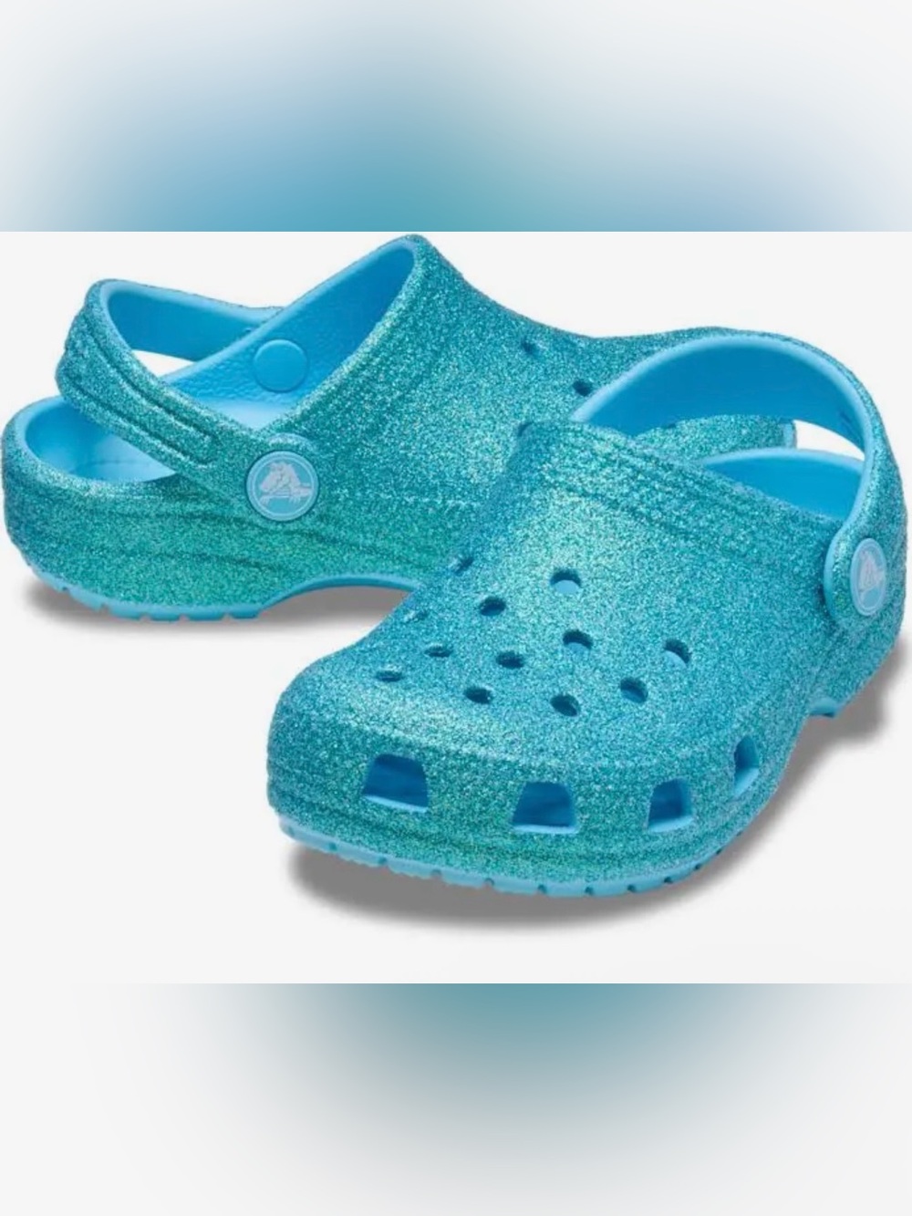 CROCS Kids Glitter Clogs in Teal Blue